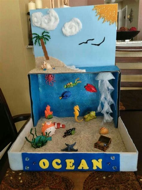 ocean diorama | Diorama kids, Ocean projects, Shoe box crafts