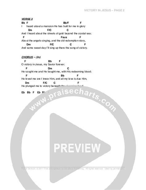 Victory In Jesus Chords PDF (G3 Worship) - PraiseCharts