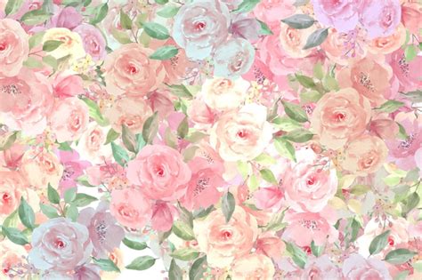 Premium Photo | Watercolor flower pattern watercolor flower background