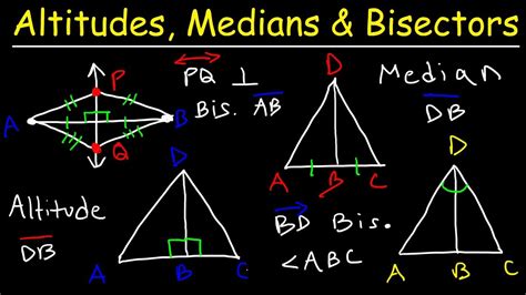 Altitudes, Medians, Midpoints, Angle & Perpendicular Bisectors - YouTube