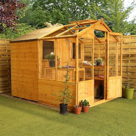 8 x 6 Shiplap Combi Greenhouse & Wooden Storage Shed | Wooden greenhouses, Garden buildings, Shed