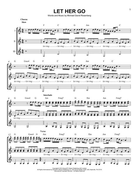 Passenger "let Her Go" Sheet Music Notes, Chords | Printable Rock - Let Her Go Piano Sheet Music ...