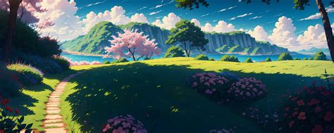 2560x1024 Resolution Anime Field 4k Anime Landscape 2560x1024 Resolution Wallpaper - Wallpapers Den