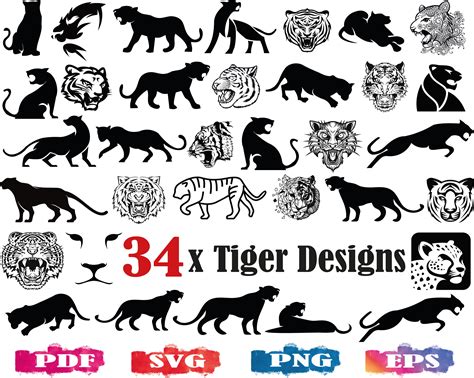 Tiger SVG Tiger Silhouette Tiger clipart tiger cut file | Etsy