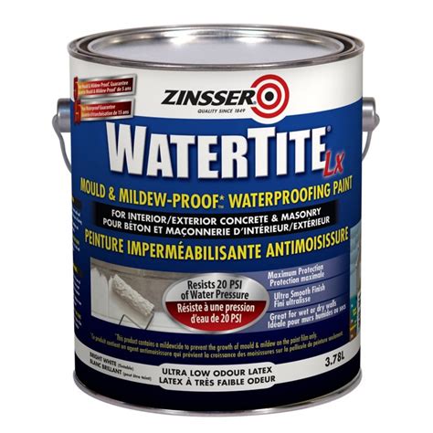 Zinsser Watertite LX Mold & Mildew Proof Waterproof Latex Paint in Bright White, 3.78L | The ...