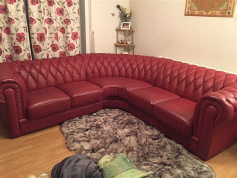 Red leather corner sofa | in Westbury On Trym, Bristol | Gumtree