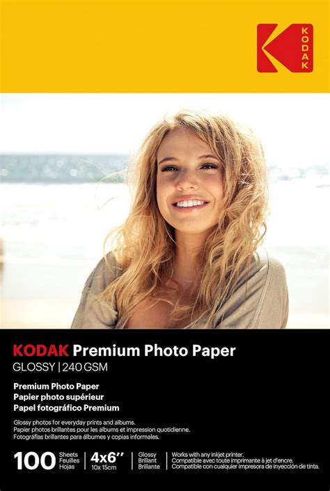 Amazon.com : Kodak photo paper 4 x 6 glossy, 100 count 66 lb - 240 g/m ...