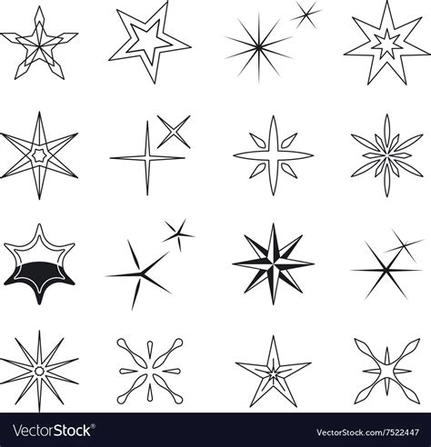 Star icons black stars symbols on white Royalty Free Vector