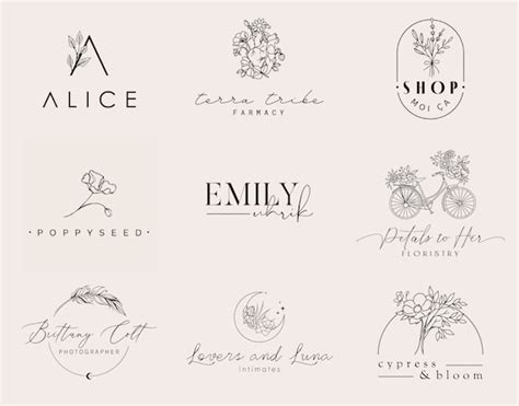 Feminine Logo Design Delicate Logo Floral Logo Luxe Logo - Etsy