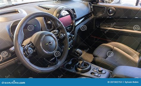 Mini E Electric Car Front Interior Dashboard Inside Leather Seats of Cooper Editorial Stock ...