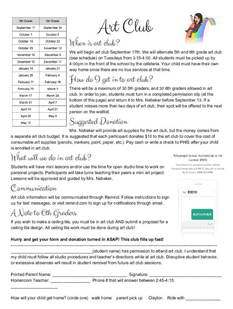 Fillable Online Art Club - Clubs and Activities Fax Email Print - pdfFiller