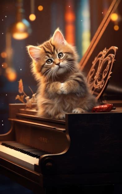 Premium AI Image | Adorable Cat Playing Piano