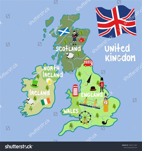 Vector Cartoon United Kingdom Map National 库存矢量图（免版税）1028211067 ...