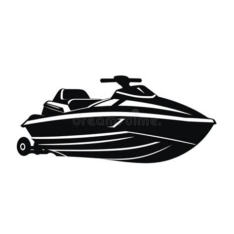 Jet Ski Silhouette on White Background - Dark Black and Black Design ...