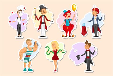 Premium Vector | Circus characters collection