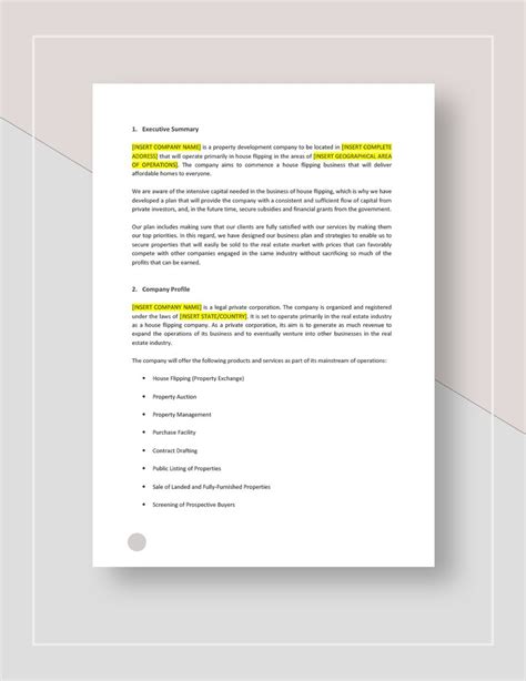 House Flipping Business Plan Template in Pages, Word, Google Docs - Download | Template.net