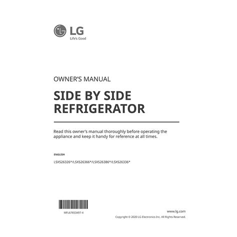 LSXS26366S LG 26 cu.ft Door-in-Door Refrigerator User Manual