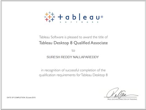 Tableau Expert Info: Upgraded My Certification title to Tableau Desktop ...