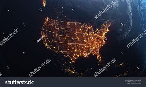 Map Of United States At Night - Viole Jesselyn