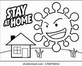 Stay Home Coloring Page Kids Beginners Stock Vector Royalty Free  sketch template