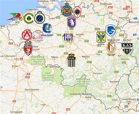 2019 Belgian First Division A Map | Soccer logo, Map, Sports logo