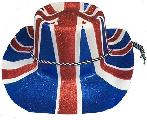 Union Jack/British Glitter Cowboy Hats - Packs of 3, 6, 12 and 72