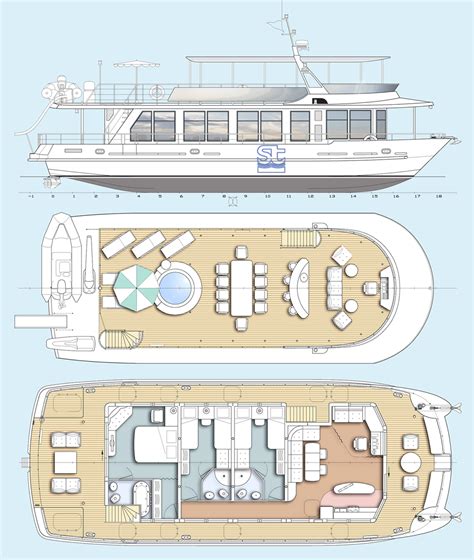 Houseboat-catamaran Plan. SeaTech ltd