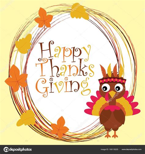 Vector Cartoon Illustration Cute Turkey Happy Thanksgiving Day Suitable ...