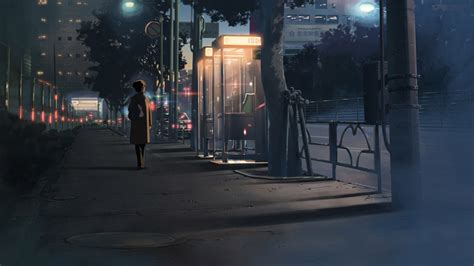 Wallpaper : street light, city, night, anime, reflection, road, 5 Centimeters Per Second ...