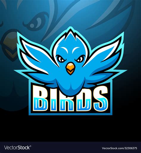 Blue bird mascot esport logo design Royalty Free Vector