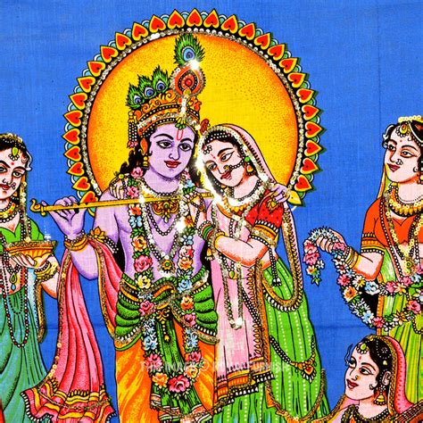 Lord Radha Krishna Rasa Lila Dance with Gopis Cloth Fabric Poster ...