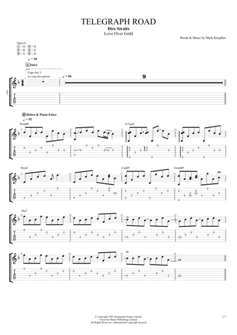 Telegraph Road by Dire Straits - Full Score Guitar Pro Tab | mySongBook.com