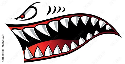 Flying tigers shark teeth car decal angry shark mouth motorcycle gas tank sticker Stock Vector ...