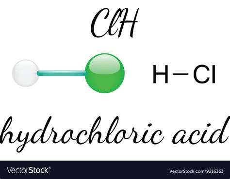 Hcl hydrochloric acid molecule Royalty Free Vector Image