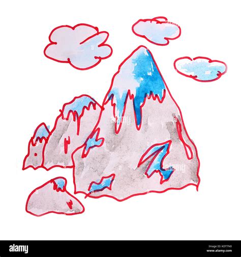 Mountain watercolor drawing isolated on white background Stock Photo - Alamy