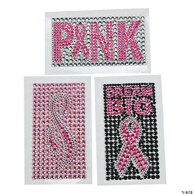 Jeweled Pink Ribbon Cell Phone Stickers