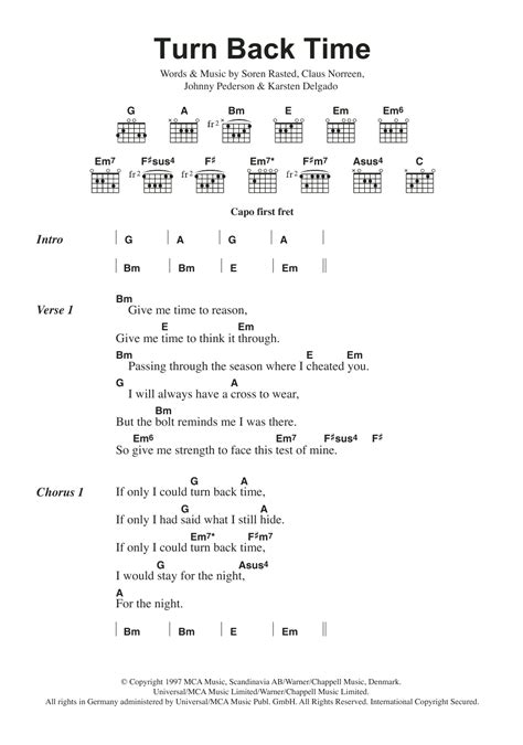 Turn Back Time by Aqua - Guitar Chords/Lyrics - Guitar Instructor