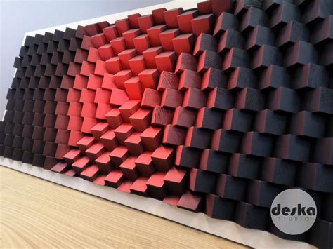 3D Wood Wall Decorative Panel Black Red Sound Acoustic | Etsy