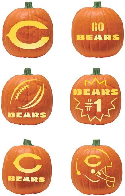 Chicago Bears Halloween Pumpkin Carving Kit Stencils for Jack-o-Lantern ...