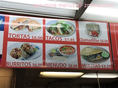 Menu at Tacos Puro Jalisco #2 restaurant, Stanton