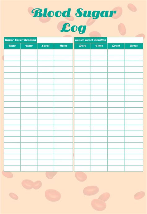 Blood Sugar Printable Log - Printable Templates