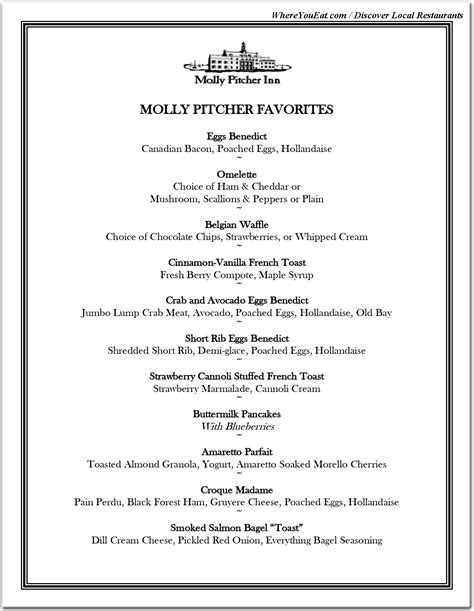 The Molly Pitcher Inn Restaurant in Other / Menus & Photos