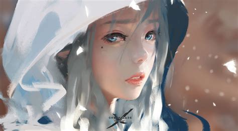 GhostBlade Blue-Eyed Hooded Face - HD Wallpaper by Wang Ling