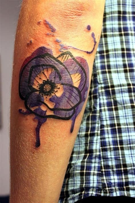 watercolor tattoo design pansy flower