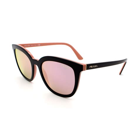 Prada // Women's PR03XS-541726 Sunglasses // Shiny Black + Pink Mirror ...