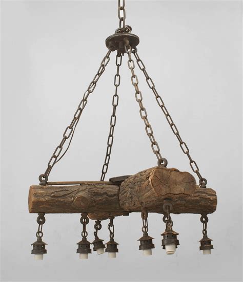 Early 20th c. American Rustic Log Chandelier For Sale at 1stdibs