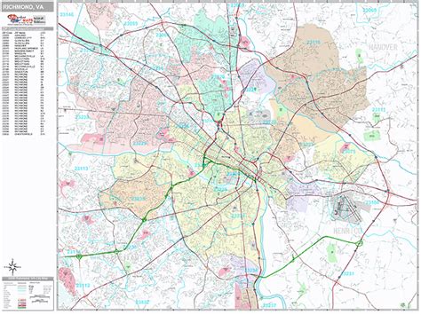 Richmond Virginia Wall Map (Premium Style) by MarketMAPS