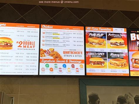 Menu at Whataburger fast food, Dallas, Cedar Springs Rd