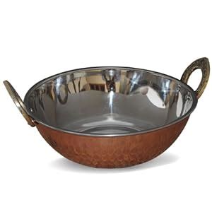 Copperware Serving Karahi Handmade Tableware Pan from India: Amazon.co ...