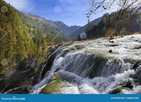 Jiuzhaigou Scenery-waterfall Stock Image - Image of plant, river: 82290109